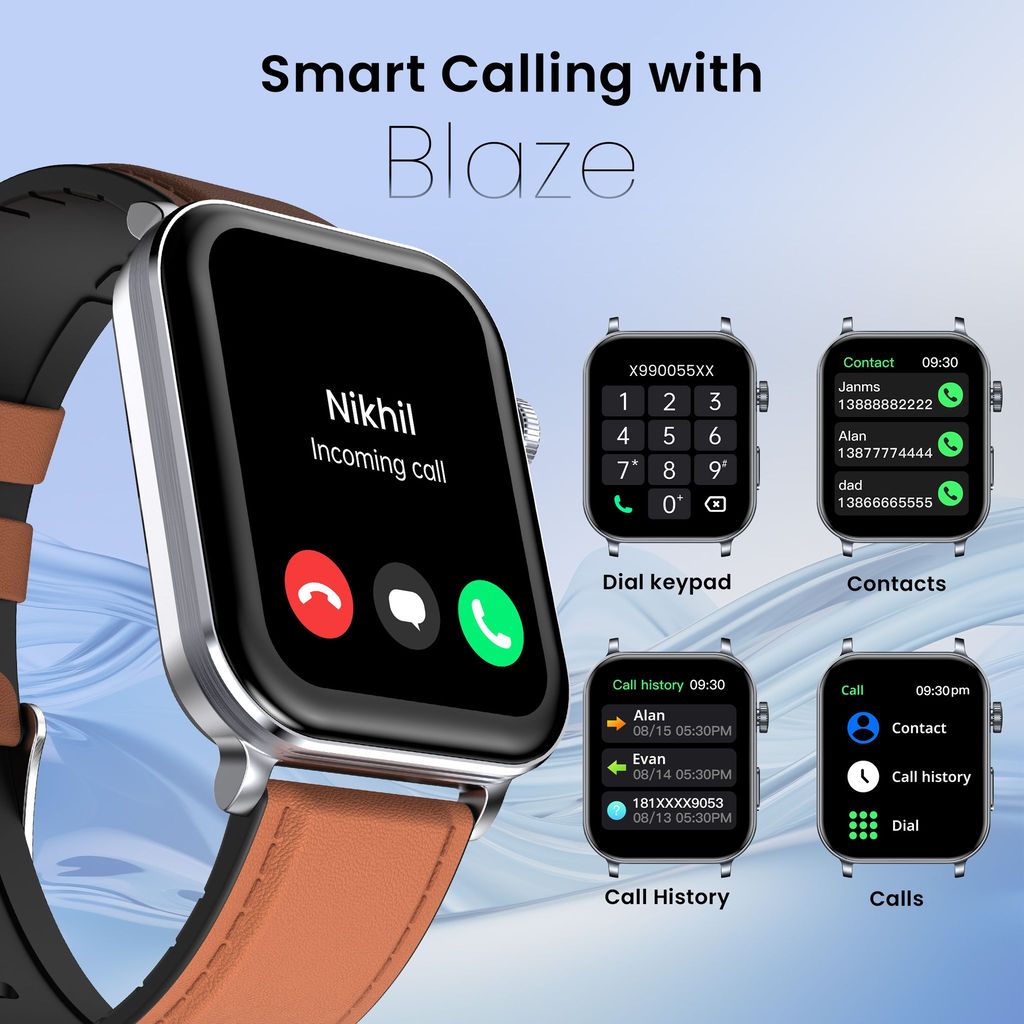 CELLECOR M9 Pro Blaze, 2.01" Amoled Display with Rotating Crown, Voice Assistance, Advanced Chipset, BT Calling, Fast Charge, 100+ Sports Mode & Watch Faces, Upto 5 Day Battery, IP67 (Brown)