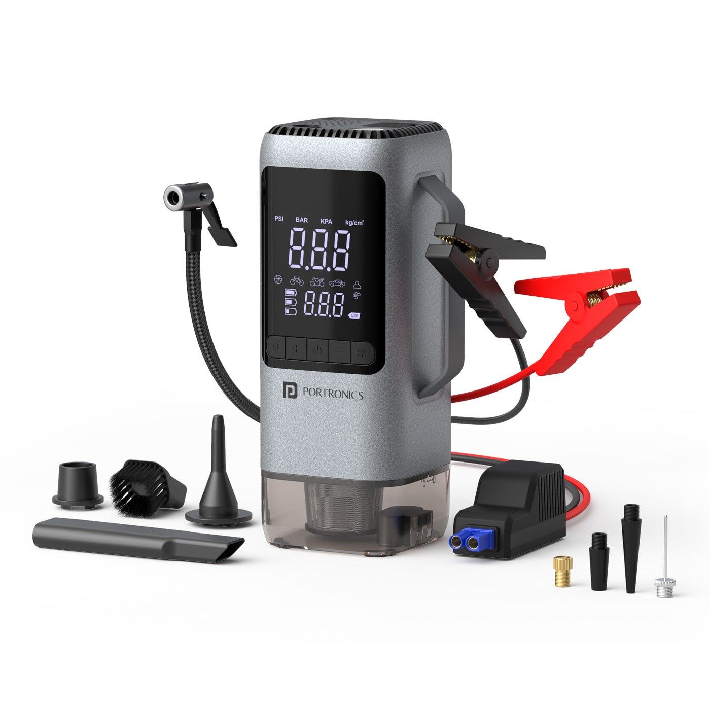 Portronics Vayu Cop Portable Tyre Inflator - Silver