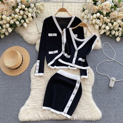 Shenice Three Piece Luxury Coord Set-Pink / S
