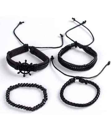 FASHION FRILL Black Bracelet ( Pack of 4 )