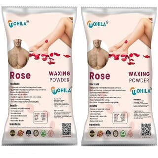 2 Packs of Mohila Hair Removal Rose Wax Powder for Men Women Painless Body Hair Removal Wax Powder (100 gm each)