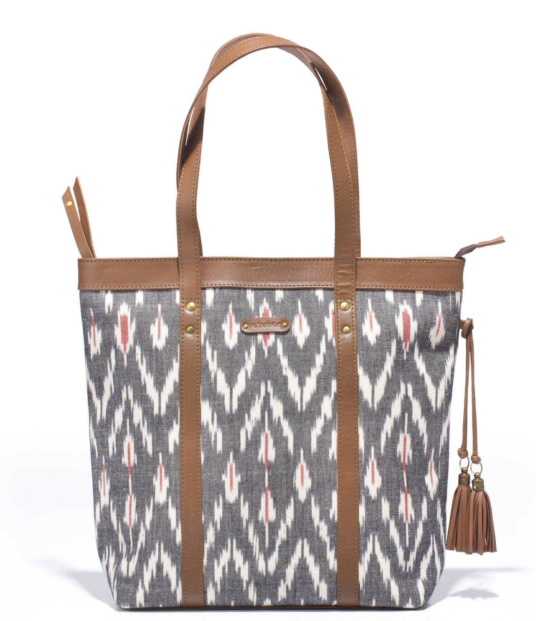 Shoppers Bag- Grey Ikat