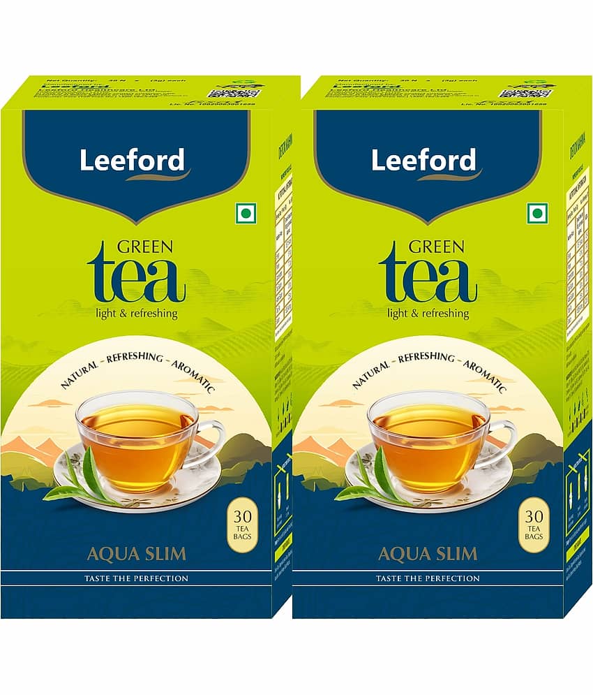 Leeford Aqua Slim Green Tea for Weight - natural & refreshing (30 Tea Bags Each, Pack of 2)
