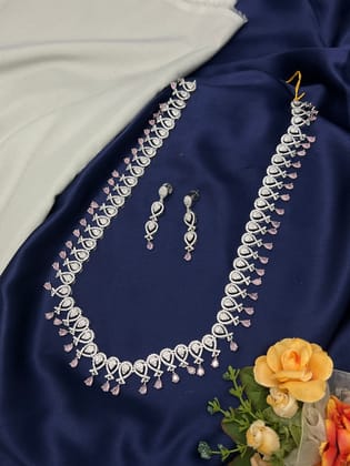 Medium Long Stone Necklace Light Pink 0107