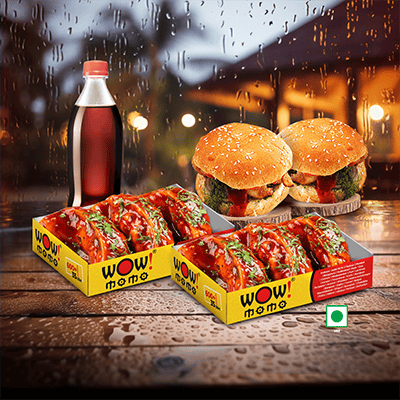 Veg PanFried Momo(Schezwan Sauce)6Pc+Veg Moburg2P+One250ml Soft Drinks