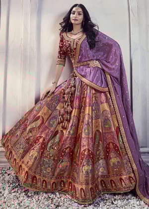 Royal Purple Silk Embroidered Bridal Lehenga