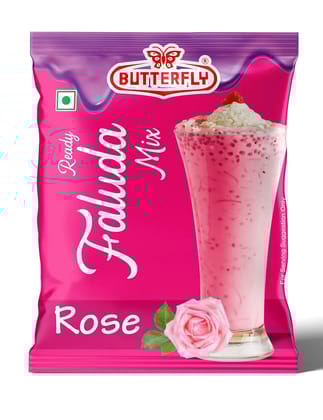 Butterfly Ready Faluda Mix (Rose Pouch) (Weight - 90g) by Butterfly Dessert Mixes and Bakery Needs.