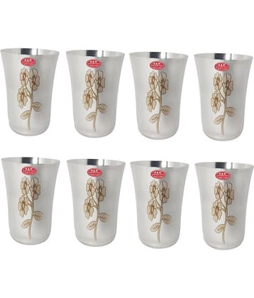 A & H ENTERPRISES - Daily & Regular Use Steel Glasses 300 ml ( Pack of 8 )