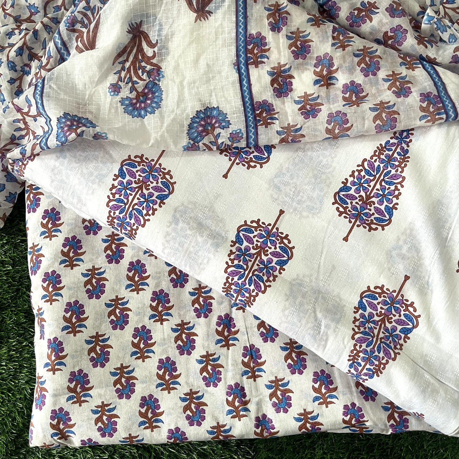 Pure Cotton Unstitched Suit With Cotton Dupatta
