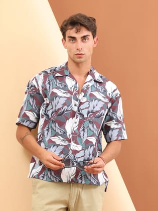 Exotic Brown Floral Oversized Shirt-S