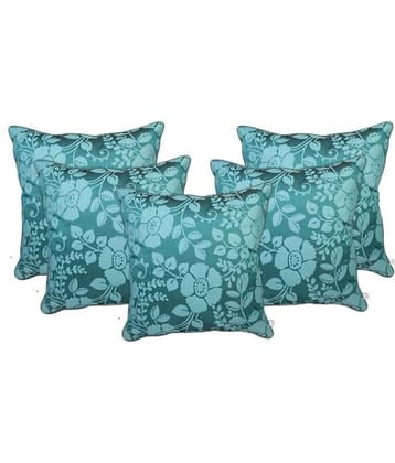 Zubix Green & White Polyester Cushion Covers Set Of 5
