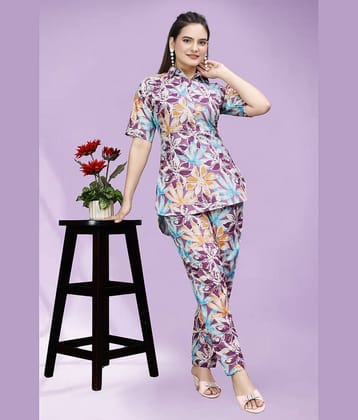 KAHARA Women Printed Kurta With Trousers Co-Ord Set ( Multicolor )