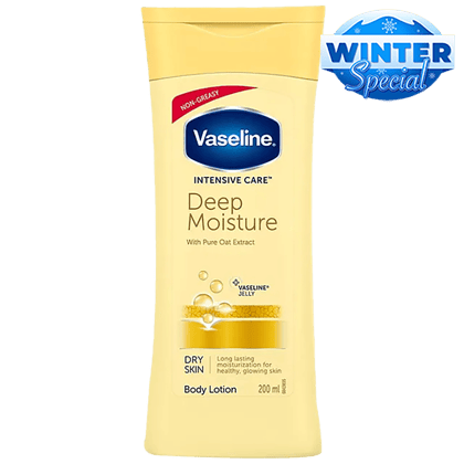 Vaseline Intensive Care Deep Moisture Body Lotion - Dry Skin, With Pure Oat Extract, Long Lasting Moisturization, 200 Ml Vaseline Intensive Care Deep Moisture Body Lotion - Dry Skin, With Pure Oat Extract, Long Lasting Moisturization, 200 Ml