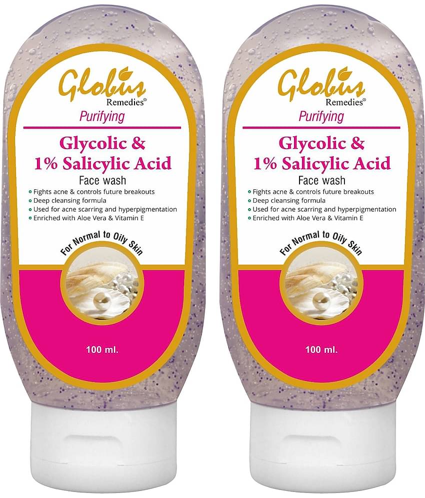 Globus Remedies Glycolic adn 1% Salicylic acid Face Wash 100 ml (Pack of 2)