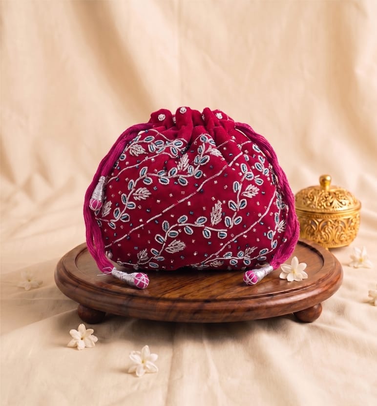 Handcrafted Zari Zardozi Velvet Batua