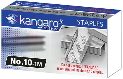 Kangaro Desk Essentials No. 10, 1M Heavy Duty Steel Wire Staple Pin, Zinc Coated With Rust Free Complete Steel Staple, Sturdy & Durable For Long Time Use, Pack Of 20