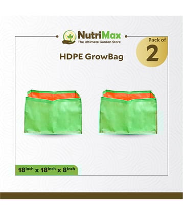 Nutrimax 200 GSM HDPE Grow Bags 18 x18 x 8 inch Pack of 2 Outdoor Plant Bag