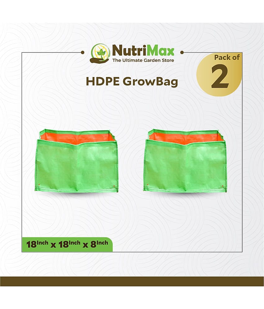 Nutrimax 200 GSM HDPE Grow Bags 18 x18 x 8 inch Pack of 2 Outdoor Plant Bag
