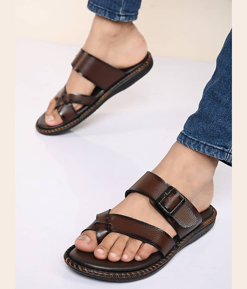 PRODOCK Brown Men's Leather Slipper