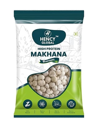 Hency Global - Makhana 200g (PREMIUM, Pack of 1) | Indian Fox Nuts | Phool Makhana from Bihar | Healthy Crunchy Snack for Weight Loss & Fasting Prasadam | Rich in Protein, Calcium & Antioxidants | Gluten-Free, Vegan, Low-Calorie Superfood
