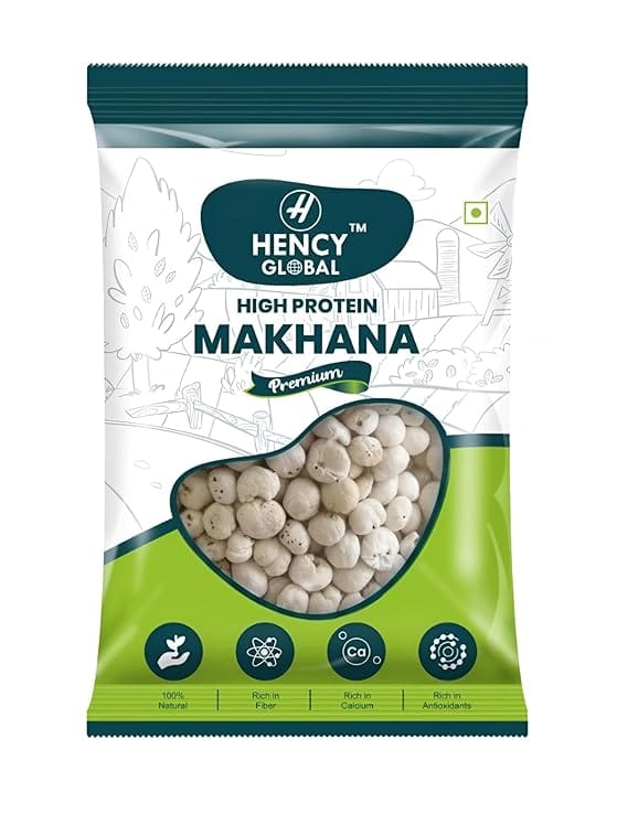 Hency Global - Makhana 200g (PREMIUM, Pack of 2) | Indian Fox Nuts | Phool Makhana from Bihar | Healthy Crunchy Snack for Weight Loss & Fasting Prasadam | Rich in Protein, Calcium & Antioxidants | Gluten-Free, Vegan, Low-Calorie Superfood