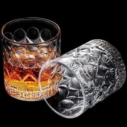 Crystal Square Whiskey Glass Clear Heavy Base Rocks Barware Glasses Diamond Glass for Scotch, Bourbon and Cocktail Drinks for Whiskey Glasses 280 Ml
