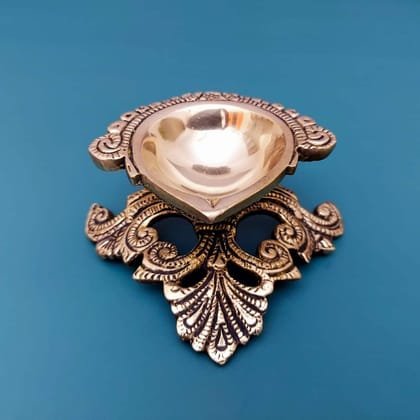 Brass Designer Diya - 2" Height | Artistic and Elegant Lighting