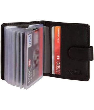 Hide&Sleek RFID Protected Black Genuine Leather 20 Slots Card Holder