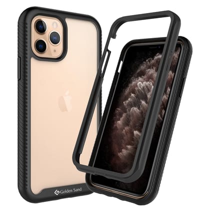 Full Body Pro Series Dual Layer Transparent Hybrid Back Cover for Apple iPhone 11 Pro Max 6.5 inch, Black
