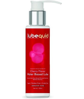 Lubequid Water-Based Personal Lubricant, 100 ML Bottle- 2 in 1 Lubricant & massage Gel for Men and Women ~ Water Based Lube ~ Skin Friendly, Silicone and Paraben Free, Cherry Flavoured