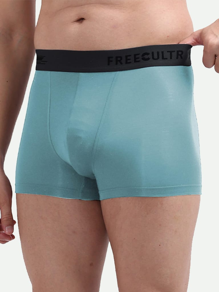 FREECULTR Men's Underwear Anti Bacterial Micromodal Airsoft Trunk - Non Itch No Chaffing Sweat Proof - Pack of 1-Martini Blue