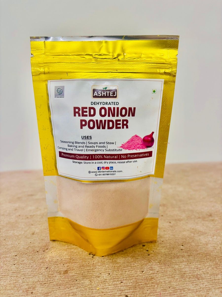 ASHTEJ Premium Quality Dehydrated Red Onion Powder - 100% Natural, No Preservatives, Pure Vegetarian Spice for Indian Cooking, Seasoning & Baking, 100g Pouch
