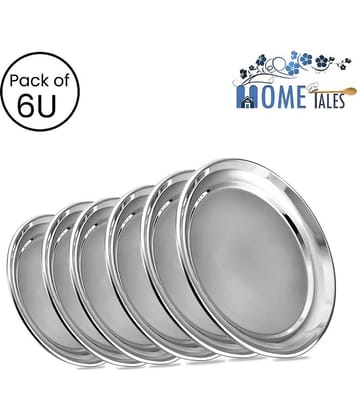 NGA Stainless Steel 11 Inches Rajbhog Plate, Pack of 6 U, 28 cm (Dia) per unit