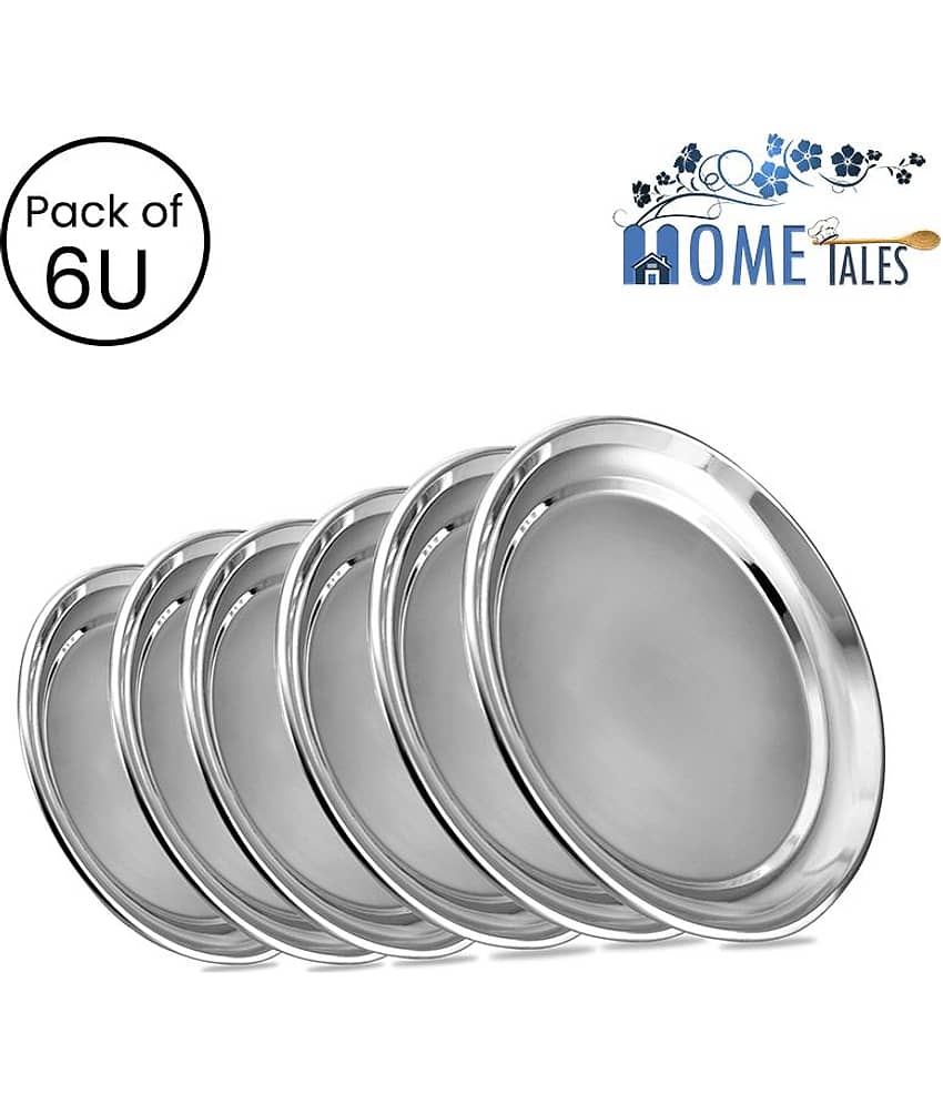 NGA Stainless Steel 11 Inches Rajbhog Plate, Pack of 6 U, 28 cm (Dia) per unit
