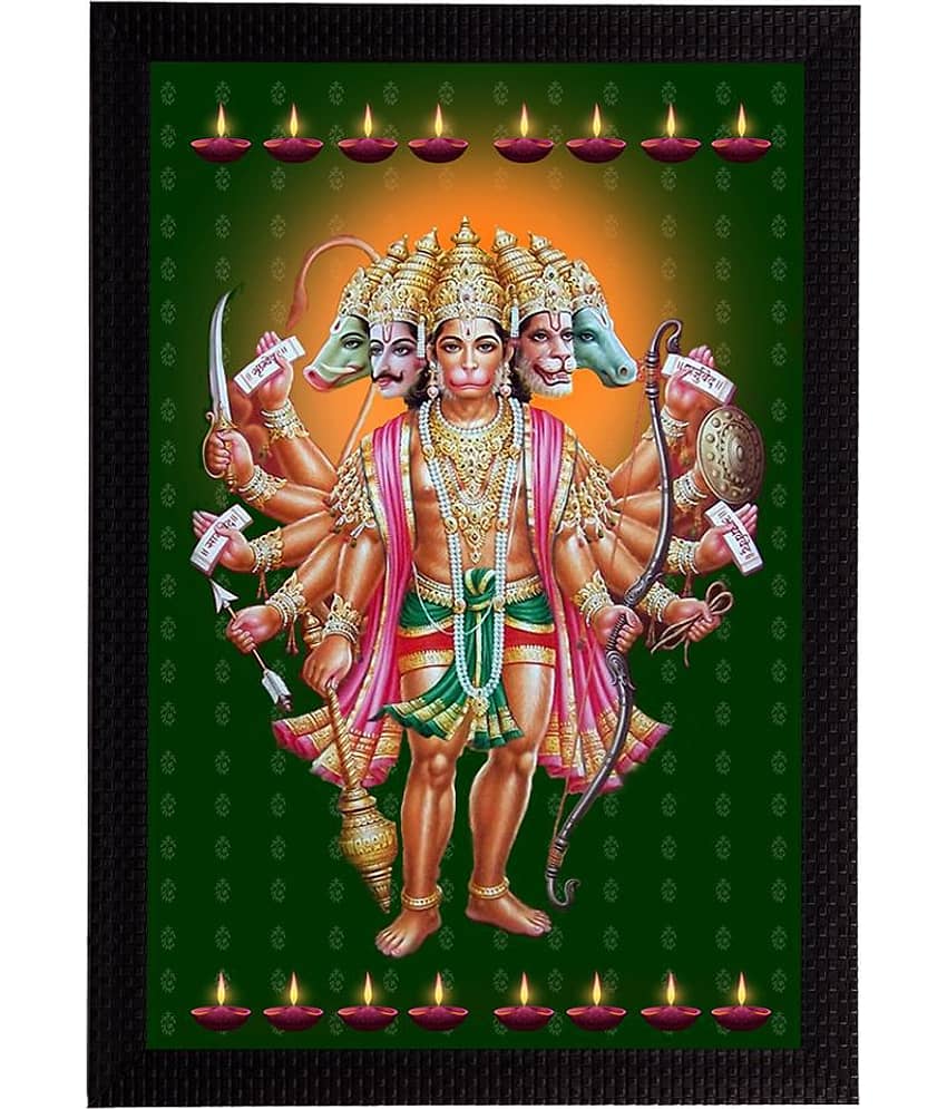 eCraftIndia Panch Mukhi Lord Hanuman Satin Matt Texture UV Art Painting