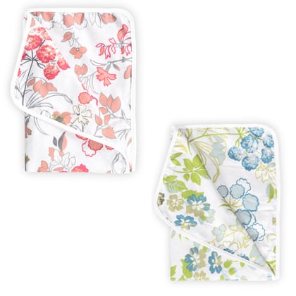 Peach and Green Leaf Pattern 100% Cotton Dohar Combo For Kids Under 04 Years-Toodler/Infants / Peach and Green / KTB-EM_4001_4002