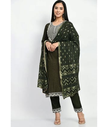 MAURYA Cotton Embroidered Kurti With Pants Women's Stitched Salwar Suit - Green ( Pack of 1 )