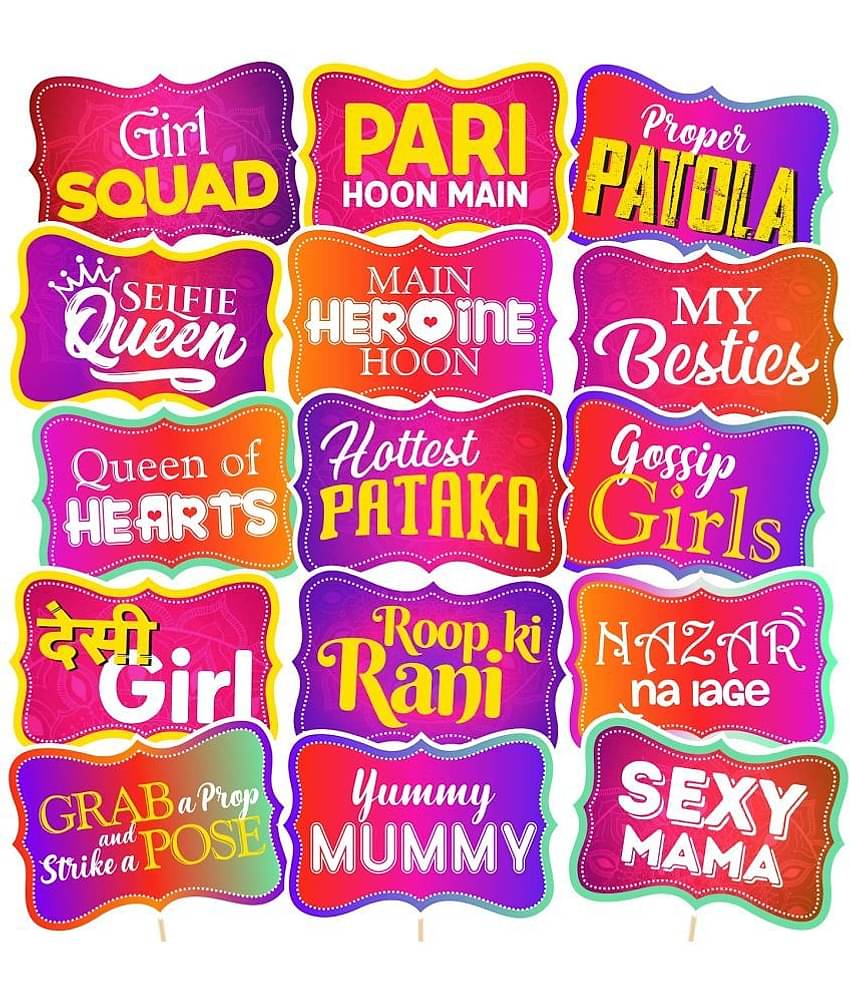 Zyozi 15 Pcs Indian Kitty Party Photobooth Props - Indian Celebrations-Punjabi Party - Bollywood Party - Desi Props