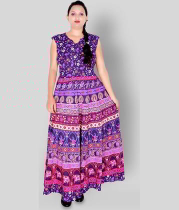 Sttoffa Women Cotton Printed Ethnic Dress ( Multicolor )