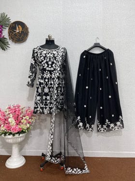 Beautiful Party Wear Top And Plazzo With Dupatta