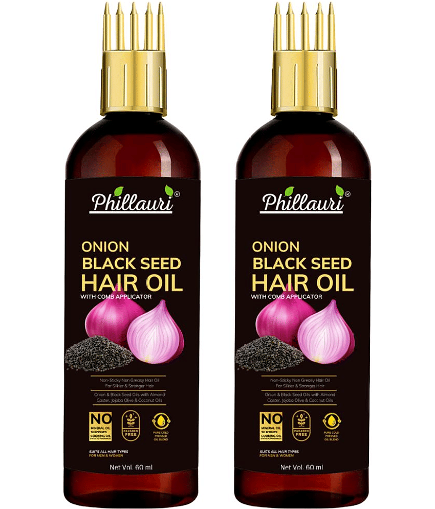 Phillauri Black seed Onion Oil for Hair Regrowth Hair Oil for Men and Women Hair Oil (60 ml) Pack of 2
