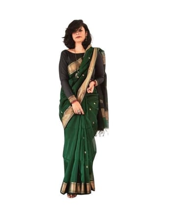 Women's Soft Lichi Silk Printed Saree With Unstitched Blouse 5.5Mtr (Green)-PID63692