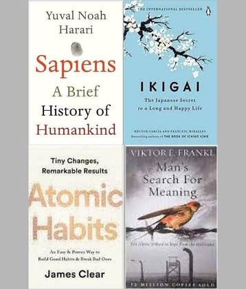 Sapiens + Atomic Habits + Ikigai + Man's Search For Meaning