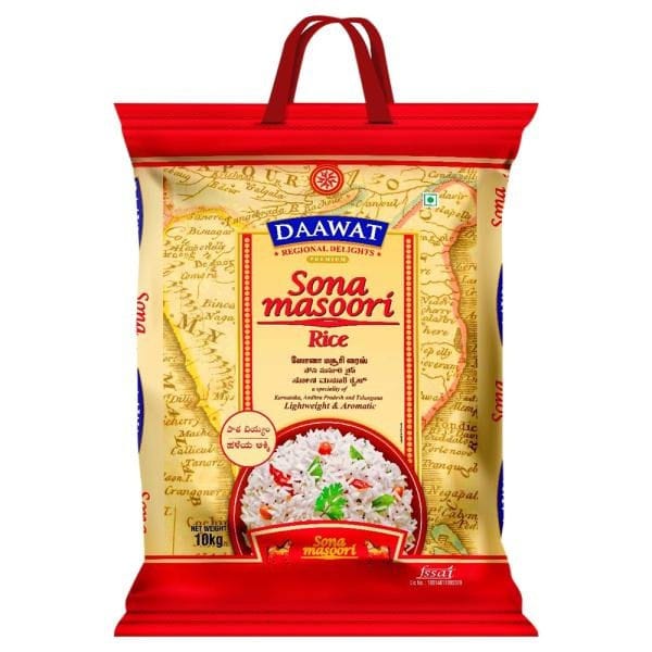 Daawat Sona Masoori Rice, 10 Kg Bag - Daawat Sona Masoori Rice, 10 Kg Bag