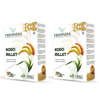 FRSHINDIA Kodo Millet Natural Grains 1kg (500g x 2 Packs) | Native Low GI High Protein Kodo Millet  (1 kg, Pack of 2)