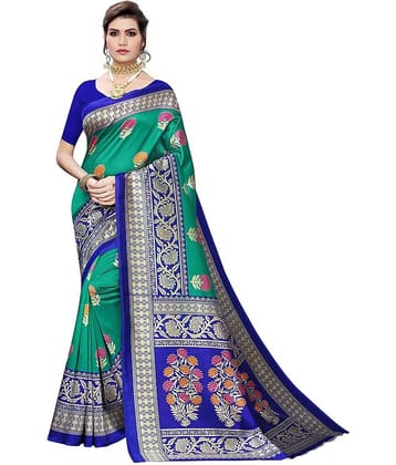 Saadhvi Art Silk Printed Saree With Unstitched Blouse Piece ( Multicolour )