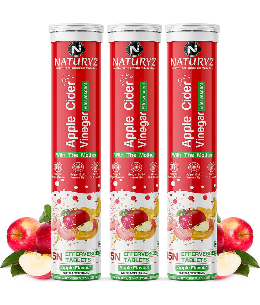 NATURYZ Apple Cider Vinegar Tablets for Weight Loss, Detox, Immunity with Mother - 45 tablets