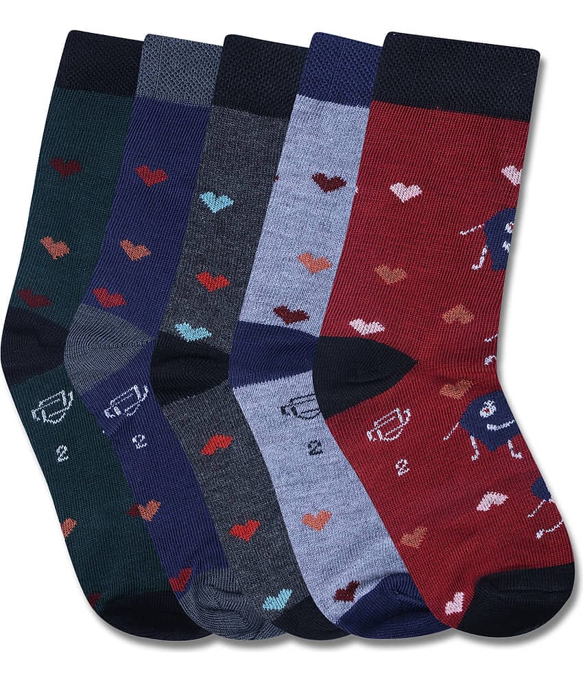 Dollar Multicolor Cotton Blend Boy's Ankle Length Socks ( Pack of 5 )