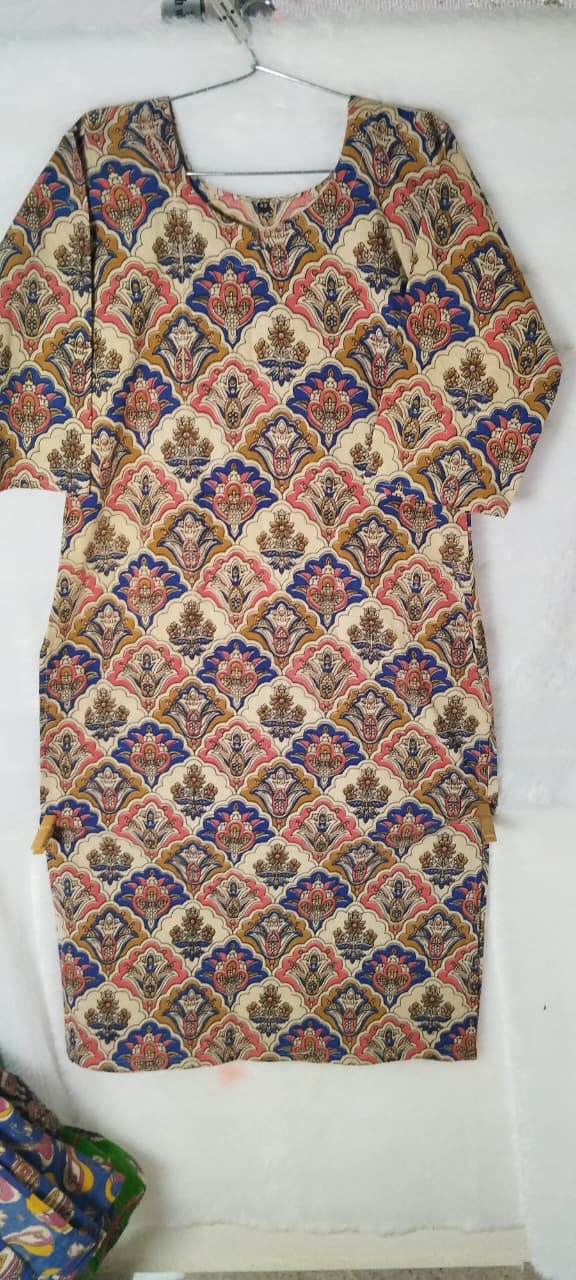 Kalamkari straight cut kurtis