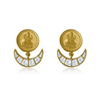 Silver Kuber Polki Earring-Gold